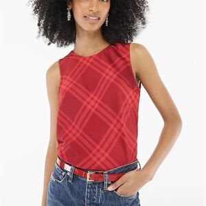 NWT J Crew Plaid Sleeveless Top XS 2XS Red Classic Tank Top Preppy City #585